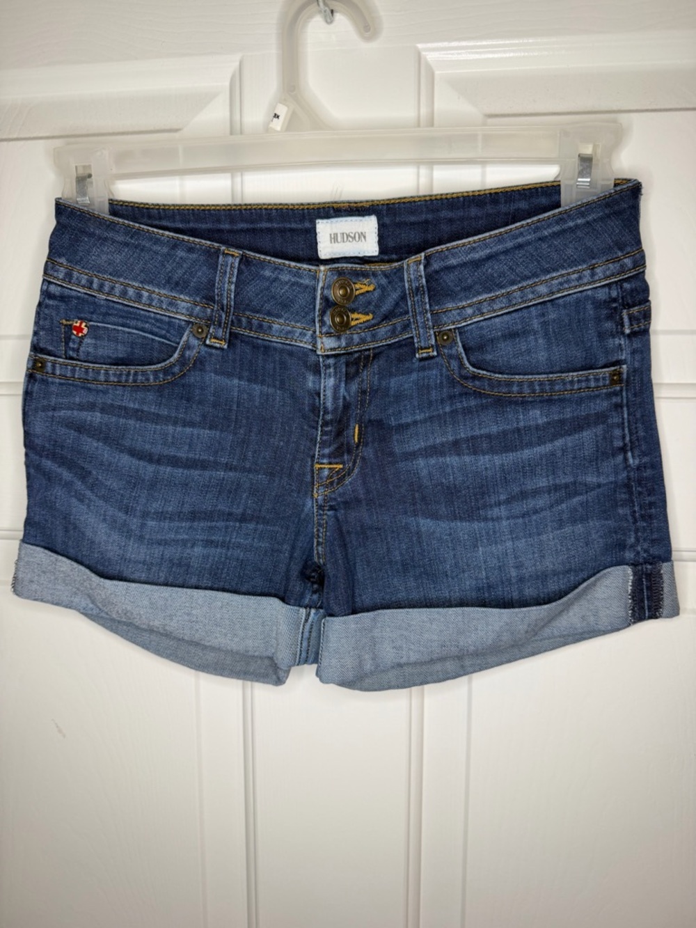 Hudson Jeans Dark Blue Rolled Hem Denim Shorts